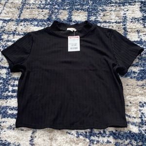 Ribbed Black Mock neck Crop top